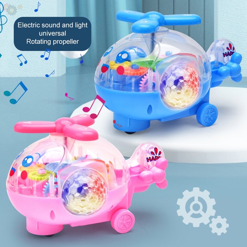 Transparent Gear Helicopter 360 Degree Revolve Action, Flashing Lights With Music Toy For Kids